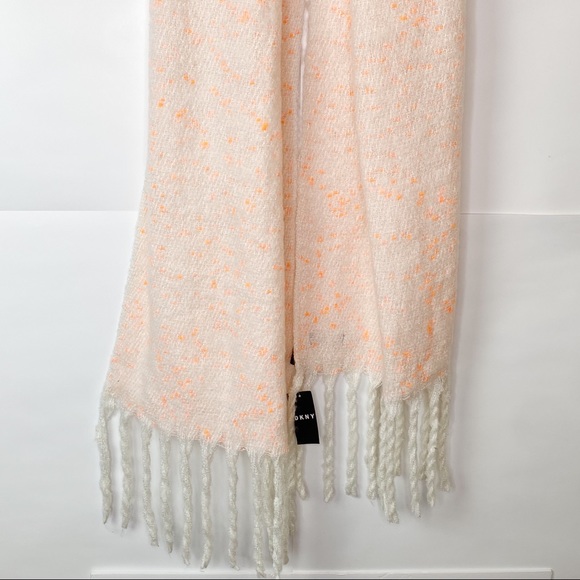 NWT DKNY Oversized Pop Neon Speckled Fringe Scarf - Picture 4 of 10